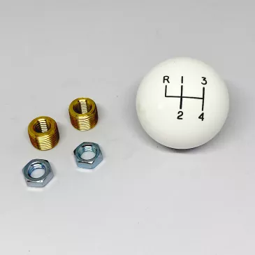 4-Speed White Shifter Knob with Adapters - 94102