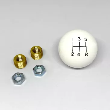 5-Speed White Shifter Knob with Adapters - 95102