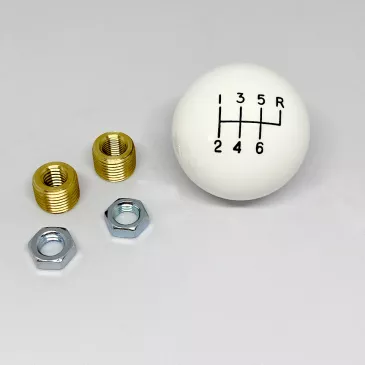 6-Speed White Shifter Knob with Adapters - 96102