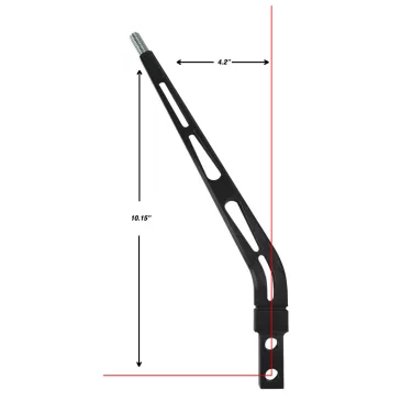 10" Aluminum Flat Shifter Handle 1.75" Layback, Black - SLA-00500B diamensions