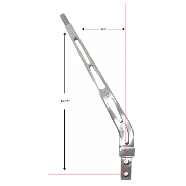 10" Aluminum Flat Shifter Handle 1.75" Layback - SLA-00500 Dimensions