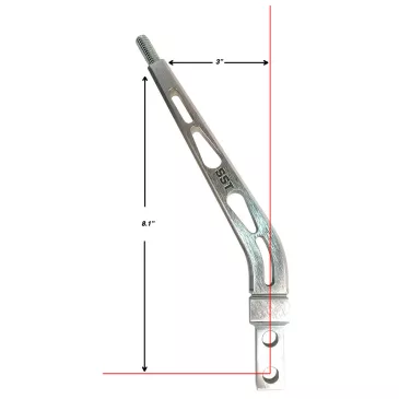 8" Aluminum Flat Shifter Handle 1.75" Layback - SLA-00501 Dimensions