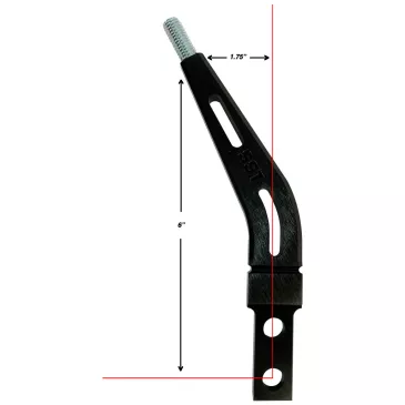6" Aluminum Flat Shifter Handle 1.75" Layback, Black - SLA-00502B Dimensions
