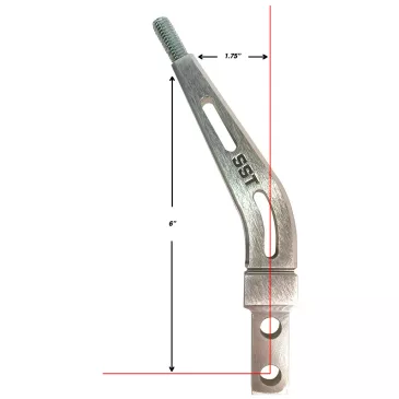 6" Aluminum Flat Shifter Handle 1.75" Layback - SLA-00502 Dimensions
