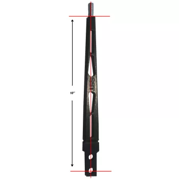 10" Aluminum Flat Shifter Handle, Black - SLA-00503B Dimensions