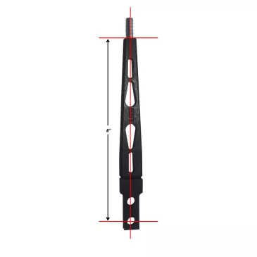 8" Aluminum Flat Shifter Handle, Black - SLA-00504B Dimensions