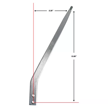 13.85" Aluminum Flat Shifter Handle 5.35" Layback - SLA-01001A Dimensions
