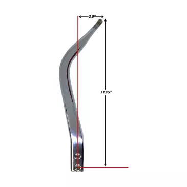 11.25" Chrome Flat Shifter Handle 2" Layback - SLG-17326 Dimensions